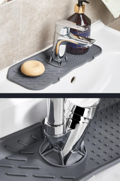 2’li Lavabo Matı ve Süzgeç Seti, Musluk Sünger Matı + Süzgeçli Banyo Küvet Evye Tıkacı Gider Kapağı