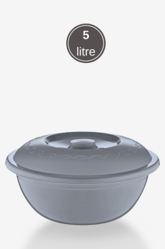 2 Adet Kapaklı Hamur Leğeni 5 Lt, Çok Amaçlı Pasta Kek Hamur Yoğurma Saklama Kabı Un Kutusu 2’li Gri