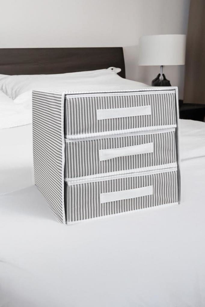 Flosoft Üç Gözlü Çekmece, Bebek Çamaşır Eşarp Takı Çok Amaçlı Organizer, Üç Bölmeli Düzenleyici