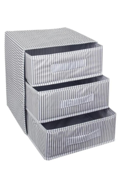 Flosoft Üç Gözlü Çekmece, Bebek Çamaşır Eşarp Takı Çok Amaçlı Organizer, Üç Bölmeli Düzenleyici Gri