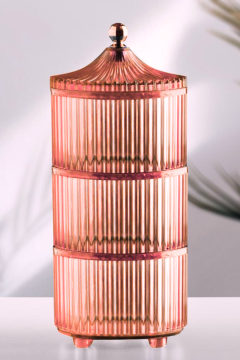 Flora 3 Katlı Drajelik, Akrilik Sunumluk Baharatlık Kurabiyelik Şekerlik Saklama Kabı (3x500ml)