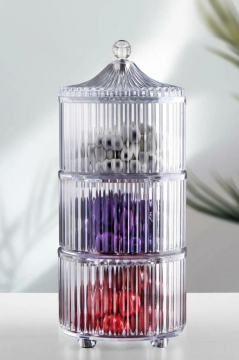 Flora 3 Katlı Drajelik, Akrilik Sunumluk Baharatlık Kurabiyelik Şekerlik Saklama Kabı (3x500ml)