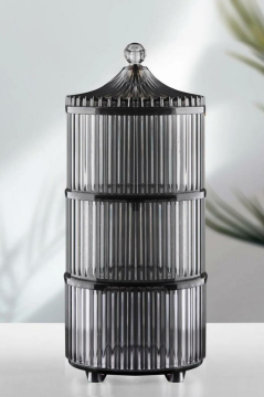 Flora 3 Katlı Drajelik, Akrilik Sunumluk Baharatlık Kurabiyelik Şekerlik Saklama Kabı (3x500ml)