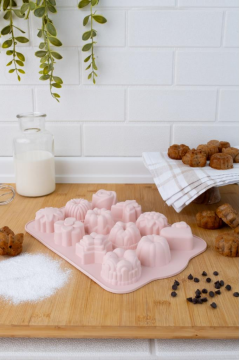 SİLİCOLİFE 12'Lİ KARMA KEK KALIBI SOFT PEMBE