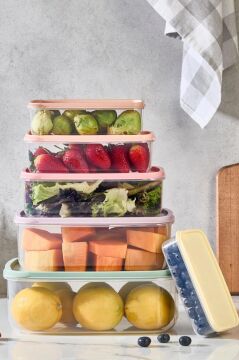 6’lı İç içe Geçen Kapaklı Saklama Kabı Seti, Buzdolabı Piknik Ofis Pratik Saklama Kutusu 6’lı Set