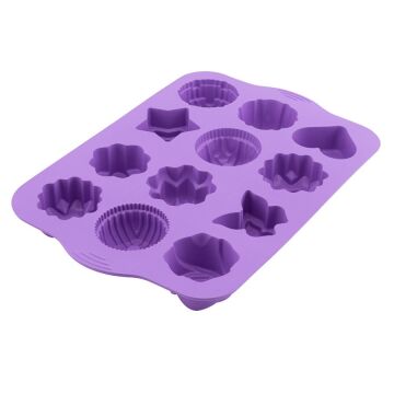 SİLİCOLİFE 12'Lİ KARMA KEK KALIBI LİLA