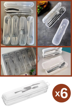 6’lı Çatal Kaşık Bıçak Kutusu Seti, Sofra Takımı Saklama Kutusu Çeyizlik Çekmece Taşınır Organizer