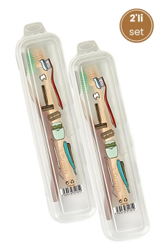 2’li Diş ve Tıraş Bakım Ürünleri Kutu Seti, Fırça Macun Traş Makyaj Aksesuar Seyahat Saklama Kabı