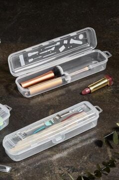 2’li Diş Bakım ve Makyaj Kutusu Seti, Fırça Macun Traş Makyaj Takı Kozmetik Aksesuar Saklama Kabı