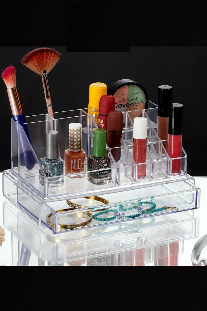 Flosoft Çekmeceli Makyaj Organizeri, Tek Katlı Kozmetik Makyaj Takı Çekmece Set Düzenleyici