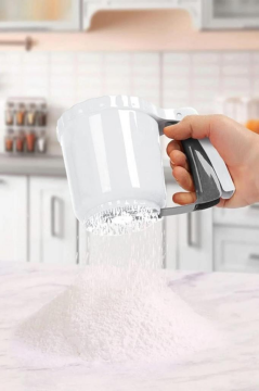 Flosoft Un Pudra Şekeri Kakao Eleği, Pratik Çok Amaçlı Hamur Kek Pasta Eleği Beyaz