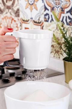 Flosoft Un Pudra Şekeri Kakao Eleği, Pratik Çok Amaçlı Hamur Kek Pasta Eleği Beyaz