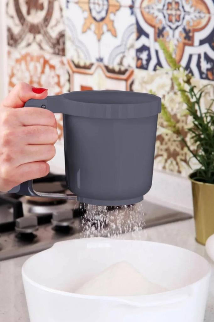 Flosoft Un Pudra Şekeri Kakao Eleği, Pratik Çok Amaçlı Hamur Kek Pasta Eleği Gri