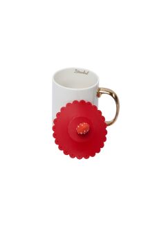 Toz Geçirmez Ve Isı Koruyucu Bardak Kapağı, Çilek Figürlü Silikon Bardak Kapağı Kırmızı