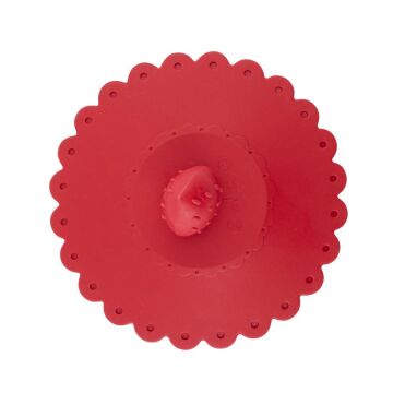 Toz Geçirmez Ve Isı Koruyucu Bardak Kapağı, Çilek Figürlü Silikon Bardak Kapağı Kırmızı