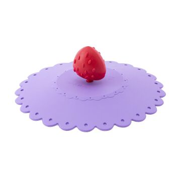Toz Geçirmez Ve Isı Koruyucu Bardak Kapağı, Çilek Figürlü Silikon Bardak Kapağı LİLA