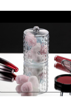 Flosoft Diamond 2'li Pamuk Organizeri, Silindir Makyaj Pamukluk ve Kulak Çubukluğu 2’li Set