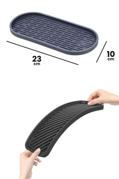 2 Adet Silikon Tezgah Üstü Altlık Oval, Yağdanlık Sosluk Sabunluk Altlığı Kepçe Kaşık Matı 2’li Set