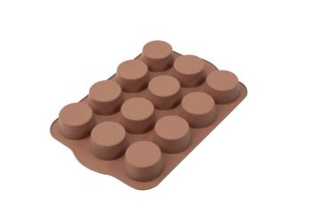 SİLİCOLİFE 12'Lİ SİLİNDİR MUFFİN KALIBI KAHVERENGİ