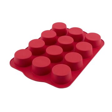 SİLİCOLİFE 12'Lİ SİLİNDİR MUFFİN KALIBI Kırmızı