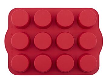 SİLİCOLİFE 12'Lİ SİLİNDİR MUFFİN KALIBI Kırmızı