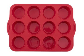 SİLİCOLİFE 12'Lİ SİLİNDİR MUFFİN KALIBI Kırmızı