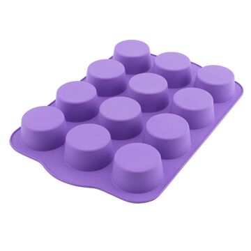 SİLİCOLİFE 12'Lİ SİLİNDİR MUFFİN KALIBI LİLA
