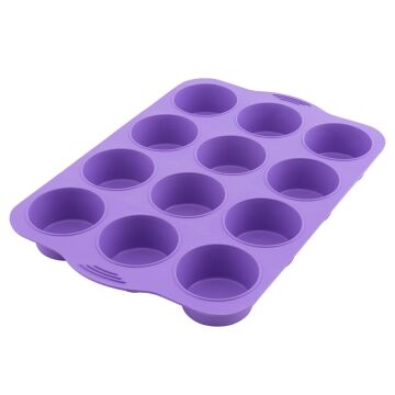 SİLİCOLİFE 12'Lİ SİLİNDİR MUFFİN KALIBI LİLA