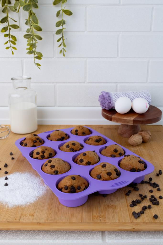 SİLİCOLİFE 12'Lİ SİLİNDİR MUFFİN KALIBI LİLA