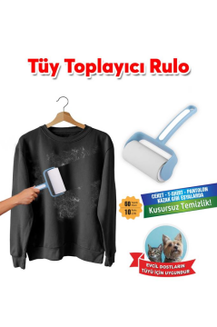 Tüy Toplayıcı Rulo, Kedi Köpek Tüyü Elbise Kanepe Araba Koltuğu Yapışkanlı Temizleme Rulo 60 Yaprak Mavi