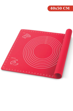 Silicolife Hamur Matı 40x50cm + Flosoft 3'lü Kazıyıcı Kesici + Un Şeker Eleği, 3’lü Kek Pasta Set