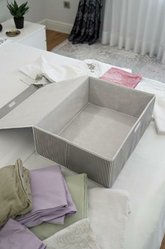 Flora Baza Kutu Hurç, Yatak Kanepe Altı Düzenleyici Su Geçirmez Mukavva Destekli (50x40x19cm) 3 Adet Gri