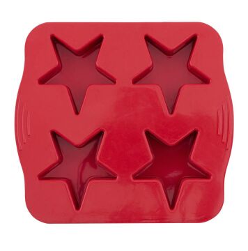 SİLİCOLİFE 4'LÜ YILDIZ KEK KALIBI Kırmızı