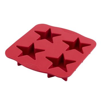 SİLİCOLİFE 4'LÜ YILDIZ KEK KALIBI Kırmızı