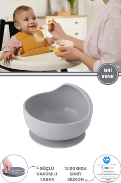 Silicolife Eğimli Mama Kasesi, Vakum Tabanlı Bebek Çocuk Eğimli Mama Tabağı Gıda Sertifikalı