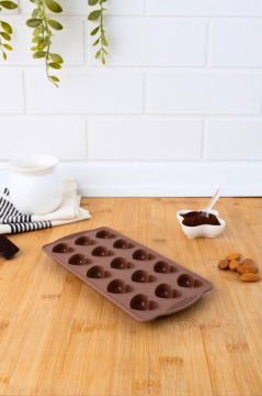 SİLİCOLİFE KALP ÇİKOLATA VE BUZ KALIBI (VAKUMLU) KAHVERENGİ