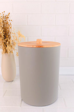 Flosoft Bambu Desenli Mutfak Banyo Çöp Kovası Kahve