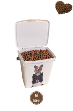 Kedi Köpek Mama Kovası ve Tüy Toplayıcı Seti, Kapaklı Kulplu Mama Saklama Kabı + Tüy Toplayı Rulo