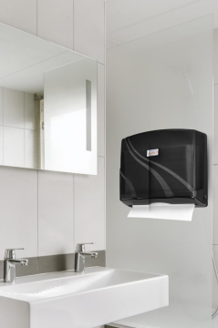 200’lü Z Katlamalı Kağıt Havluluk Dispanseri Siyah, Banyo Mutfak Duvara Monte Havluluk (200 Yaprak)