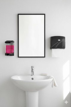 200’lü Z Katlamalı Kağıt Havluluk Dispanseri + Banyo Mutfak Duvara Monte Sıvı Sabunluk Siyah Seri