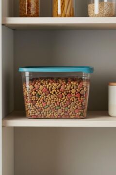 Evcil Hayvan Kuru Mama Saklama Kabı 6 Litre, Şeffaf Gövdeli Kedi Köpek Mama Kutusu BPA İçermez