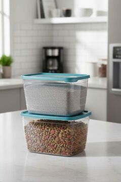 2’li Evcil Hayvan Mama ve Kum Kovası Seti, Kapaklı Kedi Köpek Mama ve Kum Saklama Kabı Kutusu 6lt