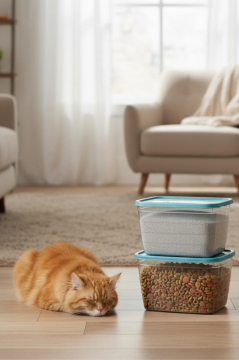 2’li Evcil Hayvan Mama ve Kum Kovası Seti, Kapaklı Kedi Köpek Mama ve Kum Saklama Kabı Kutusu 6lt