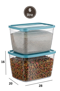 2’li Evcil Hayvan Mama ve Kum Kovası Seti, Kapaklı Kedi Köpek Mama ve Kum Saklama Kabı Kutusu 6lt
