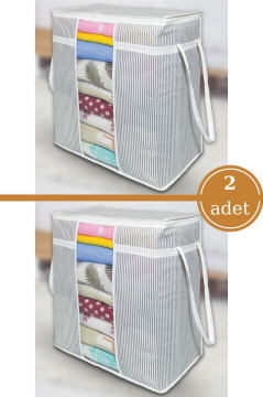 2 Adet Pencereli Saklama Çantası, Yastık Havlu Kıyafet Çamaşır Hurcu Düzenleyici 30x45x50cm 2’li Set