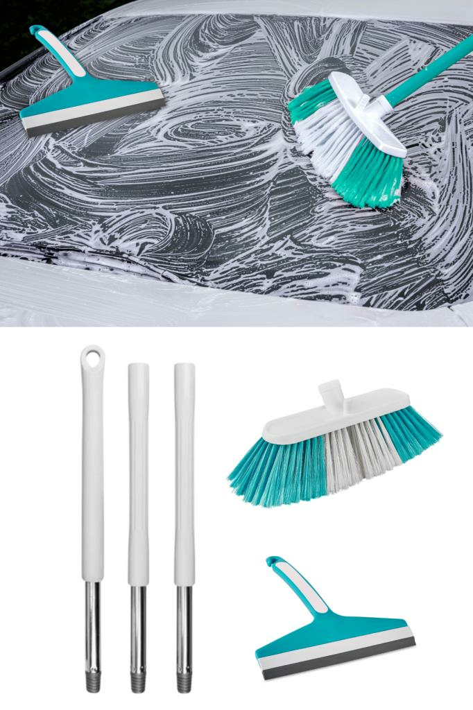 Flora Saplı Oto Fırçası Seti, Araba Otomobil Yıkama Seti, 3 Parçalı Sap + Oto Fırça + Camsil