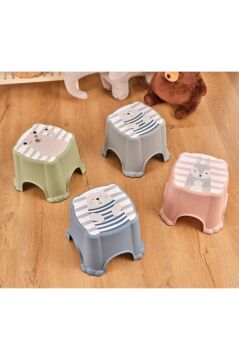 Flosoft Kaydırmaz Çocuk Taburesi, Figürlü Çocuk Banyo Lavabo Klozet Taburesi Mavi