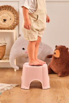 Flosoft Kaydırmaz Çocuk Taburesi, Figürlü Çocuk Banyo Lavabo Klozet Taburesi Pembe