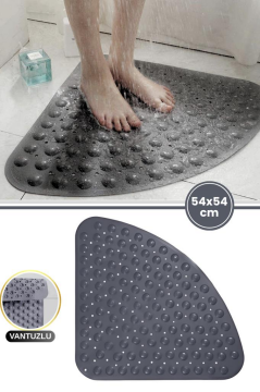 Vantuzlu Banyo Duş Kaydırmaz Paspası Üçgen, Küvet İçi Banyo Zemini Kaydırmaz Masaj Halı (54x54cm)