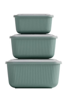 Flora 3’lü Erzak Gıda Saklama Kabı, Buzdolabı Düzenleyici Organizer 3’lü Set (600ml,1100ml,1800ml) Yeşil